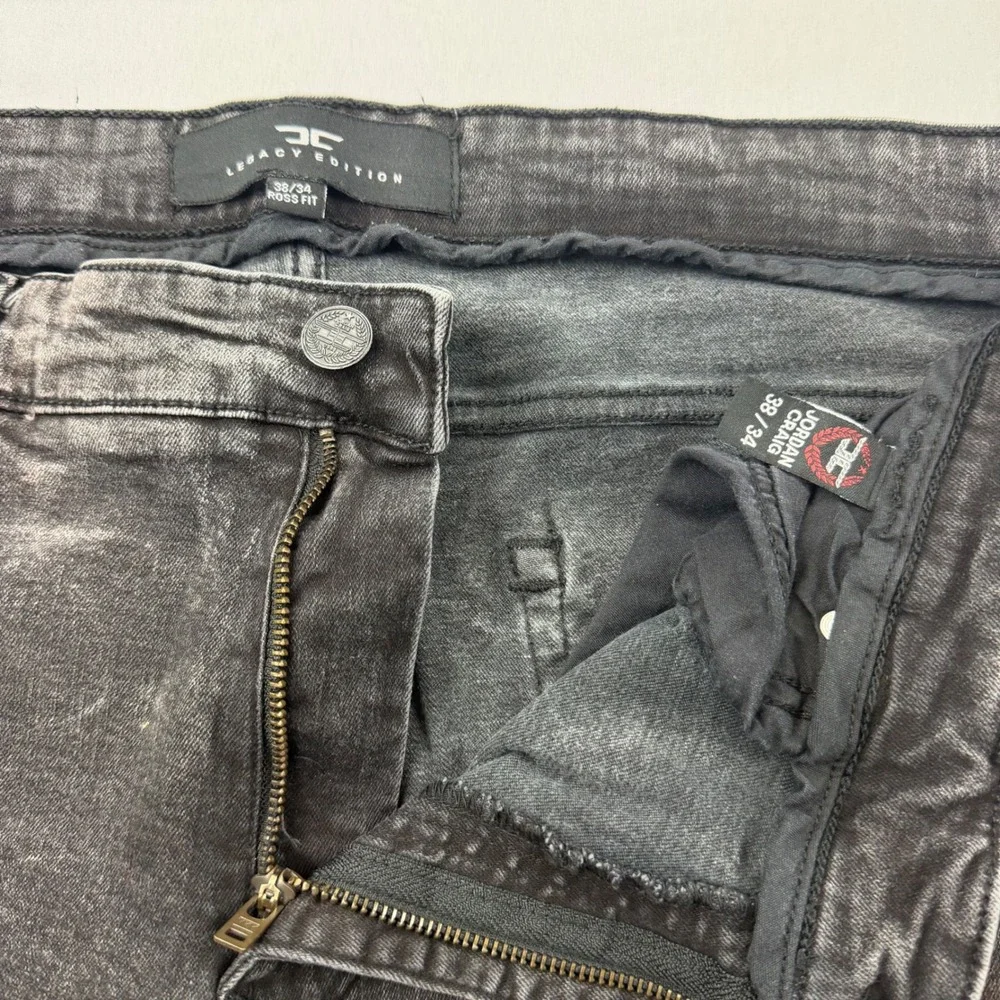Jordan Craig Ross Fit Jeans Mens 38x33 Black Distressed Red Paint Splatter JR101